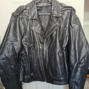 Mens Classic Leather Motorcycle Jacket